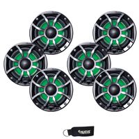 Wet Sounds - Three Pairs of REVO 6-XSB-SS Black XS/Stainless Overlay Grill 6.5 Inch Marine LED Coaxial Speakers