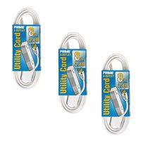 Prime Wire & Cable EC820608-3-Pk 8-Feet 16/3 SPT-2 3-Outlet Utility Indoor Cord, 3-Pack, White
