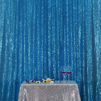 Eternal Beauty Turquoise Sequin Wedding Backdrop Photography Background Party Curtain, 6Ft X 8Ft