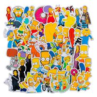 Cartoon The Simpsons Laptop Stickers Vinyl for Water Bottle Snowboard Car Suitcase Helmet Bicycle Guitar Door Travel Luggage Phone Case DIY Decoration Fashionable Waterproof Decal (50pcs)