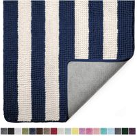 Gorilla Grip Original Luxury Chenille Bathroom Rug Mat, 24x17, Extra Soft and Absorbent Shaggy Rugs, Machine Wash Dry, Perfect Plush Carpet Mats for Tub, Shower, and Bath Room, Navy Ivory