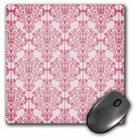 3dRose LLC 8 x 8 x 0.25 Inches Pretty Pink and White Interconnected Damask Pattern Mouse Pad (mp_152263_1)