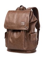 BISON DENIM Leather Backpack Mens College School Bookbag 14 Inch Laptop Computer Backpack for Travel