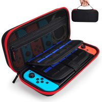 Hestia Goods Case for Nintendo Switch Hard Carry Case with 20 Game Cartridges - Protective Hard Shell Travel Carrying Case Pouch for Nintendo Switch Console & Accessories - Red