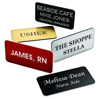 Custom Name Badges/Name Tags - 1.5" x 3" - Up to Three Lines of Text - Pin Backing