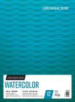 Grumbacher Watercolor Paper Pad, 140 lb. / 300 GSM, 11 x 15 inches, Fold-Over Construction, 12 White Cold-Press Sheets/Pad, 1 Each, 26460601411