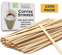 Wooden Coffee Stir Sticks (1500 Count) - Eco-Friendly, Biodegradable Splinter-Free Birch Wood - Disposable Drink Stirrers for Beverage, Tea, and Crafts with Round Ends