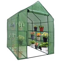 Mini Walk-in Greenhouse Indoor Outdoor -2 Tier 8 Shelves- Portable Plant Gardening Greenhouse (57L x 57W x 77H Inches), Grow Seeds & Seedlings, Herbs Flowers or Tend Potted Plants
