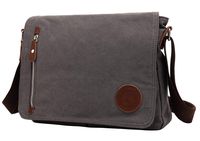 AIBAG Messenger Bag, Canvas Crossbody Bag for Women and Men (Grey)