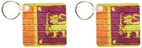 3dRose National Flag of Sri Lanka Painted onto a Brick Wall Lankan Key Chains, Set of 2 (kc_156992_1)