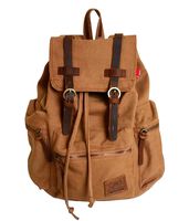 HuaChen Vintage Canvas Leather Backpack AUGUR Hiking Daypacks Computers Laptop School Bag Shoulder Backpacks Unisex Casual Rucksack Satchel Bookbag Mountaineering Bag for Men Women (M32_Tan)