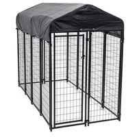 Lucky Dog 60548 8' x 4' x 6' Welded Wire Outdoor Dog Kennel with Heavy Duty Cover, Black