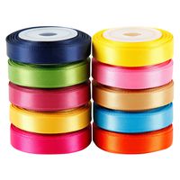 LaRibbons Solid Color Satin Ribbon Asst. #2-10 Colors 3/8" X 5 Yard Each Total 50 Yds Per Package