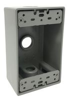 Sealproof 1-Gang 3 1/2-Inch Holes Weatherproof Rectangular Exterior Electrical Outlet Box with 3 Outlet Holes, Three 1/2" Holes, Single Gang, UL Listed