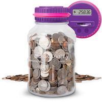 Discovery Kids Digital Coin-Counting Money Jar with LCD Screen, US Currency, Purple