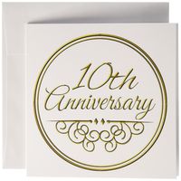 3dRose 10th Anniversary gift - celebrating wedding anniversaries 10 tenth ten years together - Greeting Cards, 6 x 6 inches, set of 6 (gc_154452_1)