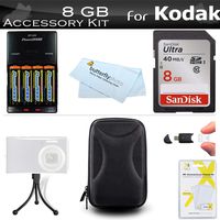 8GB Accessory Kit for Kodak PIXPRO FZ43 FZ41, EasyShare C1530 Digital Camera Includes 8GB High Speed SD Memory Card + 4AA High Capacity Rechargeable NIMH Batteries and Rapid Charger + Case + More