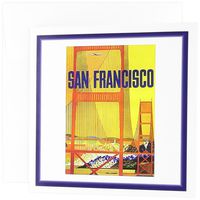 3dRose San Francisco Bridge Vintage Travel Poster - Greeting Cards, 6 x 6 inches, set of 12 (gc_109656_2)