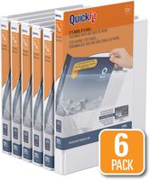 QuickFit View Binder, 5/8 Inch, Angle D Ring, White, 6 Pack (87000-06)