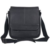 Kenneth Cole REACTION Manhattan Full-Grain Colombian Leather Anti-Theft RFID Crossbody Tablet Bag, Black, 12.1"