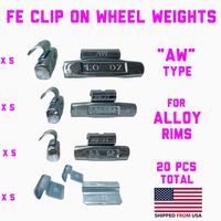 Gallardo Tire Products 20 Pieces assortments Fe Clip ON Wheel Weights .25 .50 .75 1.0 (5 of Each) Alloy Rim AW Type