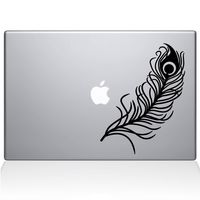 The Decal Guru Peacock Feather MacBook Decal Vinyl Sticker - 13" MacBook Air - Black (1148-MAC-13A-BLA)