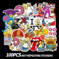 100 PCS The Simpsons Stickers for Laptop Water Bottle Luggage Snowboard Bicycle Skateboard Decal for Kids Teens Adult Waterproof Aesthetic Stickers (The Simpsons)
