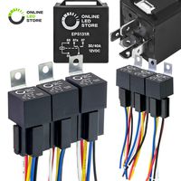 ONLINE LED STORE 6 Pack Bosch Style 5-Pin 12V Relay Kit [Interlocking Harness Socket Holder] [14 AWG Hot Wires] [SPDT] [30/40 Amp] 12 Volt Automotive Relays for Auto Fan Cars