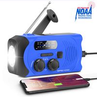 Emergency Weather Solar AM/FM/NOAA Crank Radio with Bright Flashlight, SOS Alarm and 2000mAh Power Bank for Emergency and Outdoor Activies (Blue)