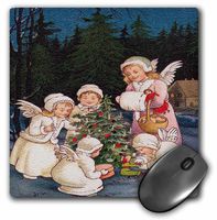 3dRose LLC 8 x 8 x 0.25 Inches Little Angels Decorating The Tree Outside Mouse Pad (mp_60416_1)