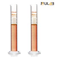 ULAB Scientific Glass Measuring Cylinder 250ml, 3.3 Boro Round Base, Pack of 2, UMC1002