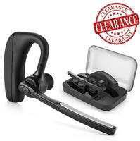 Bluetooth Earpiece, Haotu Wireless headset with Mic + Mute Switch, Handsfree for Business/Trucker Driving, Support iPhone Android Cellphones ... (black&A)