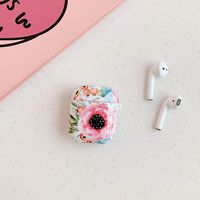IKASEFU Compatible with AirPods 1/2 Case Cover Colorful Plant Printing Beautiful Flower leaf Shockproof Protector Cute Smooth TPU Case for Girl Women Men Pink