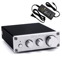 Class D Amplifier, DROK 2.0 Channel 50Wx2 Hi-Fi Digital Audio Stereo Amplifier DC 12V-24V 2CH Home Audio Power Amp with Bass Treble Volume Knob and 24V Power Adapter