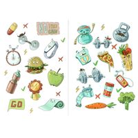 Fitness Stickers - Durable Waterproof PVC - Great for Laptop, Phone Case, Journal, Luggage, Bicycle - Gym Workout Sport Theme - Motivational Funny Label - [37 Pcs], 2 A5 Sheets
