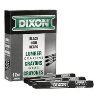 DIXON Industrial Lumber Marking Crayons, 4.5" x 1/2" Hex, Black, 12-Pack (49400)