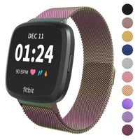 Limque Magnetic Bands Compatible with Fitbit Versa/Versa 2/Versa Lite/SE, Women Men Metal Adjustable Replacement Wristband for Fitbit Versa Smart Watch Multi-Color (Colorful, Small)