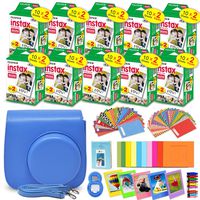 Fujifilm Instax Mini Instant Film (10 Twin Packs, 200 Total Pictures) + Cobalt Blue Fitted Case, Assorted Colorful Stickers/Frames, Photo Album +More