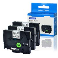 SuperInk 3 Pack Replacement TZ Label Tape Cartridge 6mm Black on Clear P-Touch Laminated Labeling Tapes Compatible for TZe-111 TZ-111 use for PT-H100 PT-H110 PT-D400 PT-D600 Label Maker 0.23''x 26.2'