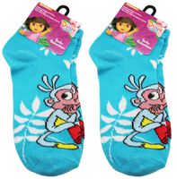 2 Pair Blue Boots Dora the Explorer Socks (Size 6-8)
