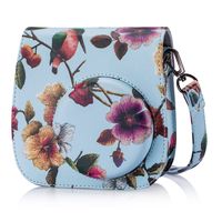 Phetium Soft PU Leather Protective Case with Shoulder and Pocket for Fujifilm Instax Mini8 8+/Mini9 Instant Camera (Bird Blue)