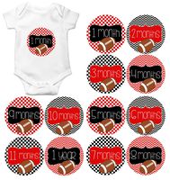 Gift Set of 12 Round Keepsake Photography Monthly Baby Stickers with University of Georgia Bulldogs Football MOSB147