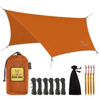 Wise Owl Outfitters Rain Fly Tarp - The WiseFly Premium 11 x 9 ft Waterproof Camping Shelter Canopy - Lightweight Easy Setup for Hammock or Tent Camp Gear - Orange