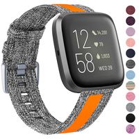 Laneco Bands Compatible with Fitbit Versa/Fitbit Versa 2/Fitbit Versa Lite for Women Men, Breathable Woven Fabric Strap with Stylish Buckle, Adjustable Wristband for Fitbit Versa Smartwatch