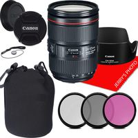 Canon EF 24-105mm f/4L is II USM Lens (White Box), Filters, Case, Cap Keeper & More