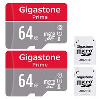 Gigastone Micro SD Card 64GB 2-Pack MicroSD XC U1 C10 with Mini Case and MicroSD to SD Adapter High Speed Memory Card Class 10 UHS-I Full HD Video Nintendo Gopro Camera Samsung Canon Nikon DJI Drone