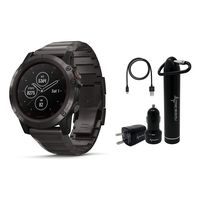 Garmin Fenix 5X Plus Sapphire Premium Multisport GPS Watch with Maps, Music and Contactless Payments and Wearable4U Ultimate Power Pack Bundle (Sapphire/Titanium with Titanium Band)