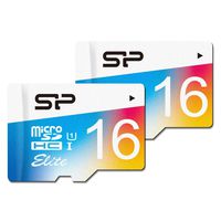 Silicon Power SP016GBSTHBU1V20AU 2PK 16GB Elite microSDHC UHS-1 Memory Card, with Adapter