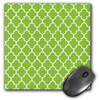 3dRose 8 x 8 x 0.25 Inches Mouse Pad, Bright Green Quatrefoil Pattern Lime Moroccan Tiles (mp_120258_1)