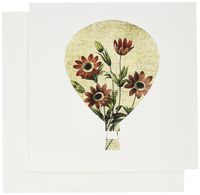 3dRose Anemone flowers vintage art Hot air balloon - Greeting Cards, 6 x 6 inches, set of 12 (gc_123307_2)
